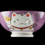 Μπολ για ρύζι kawaii Maneki Neko πράσινο από κεραμικό